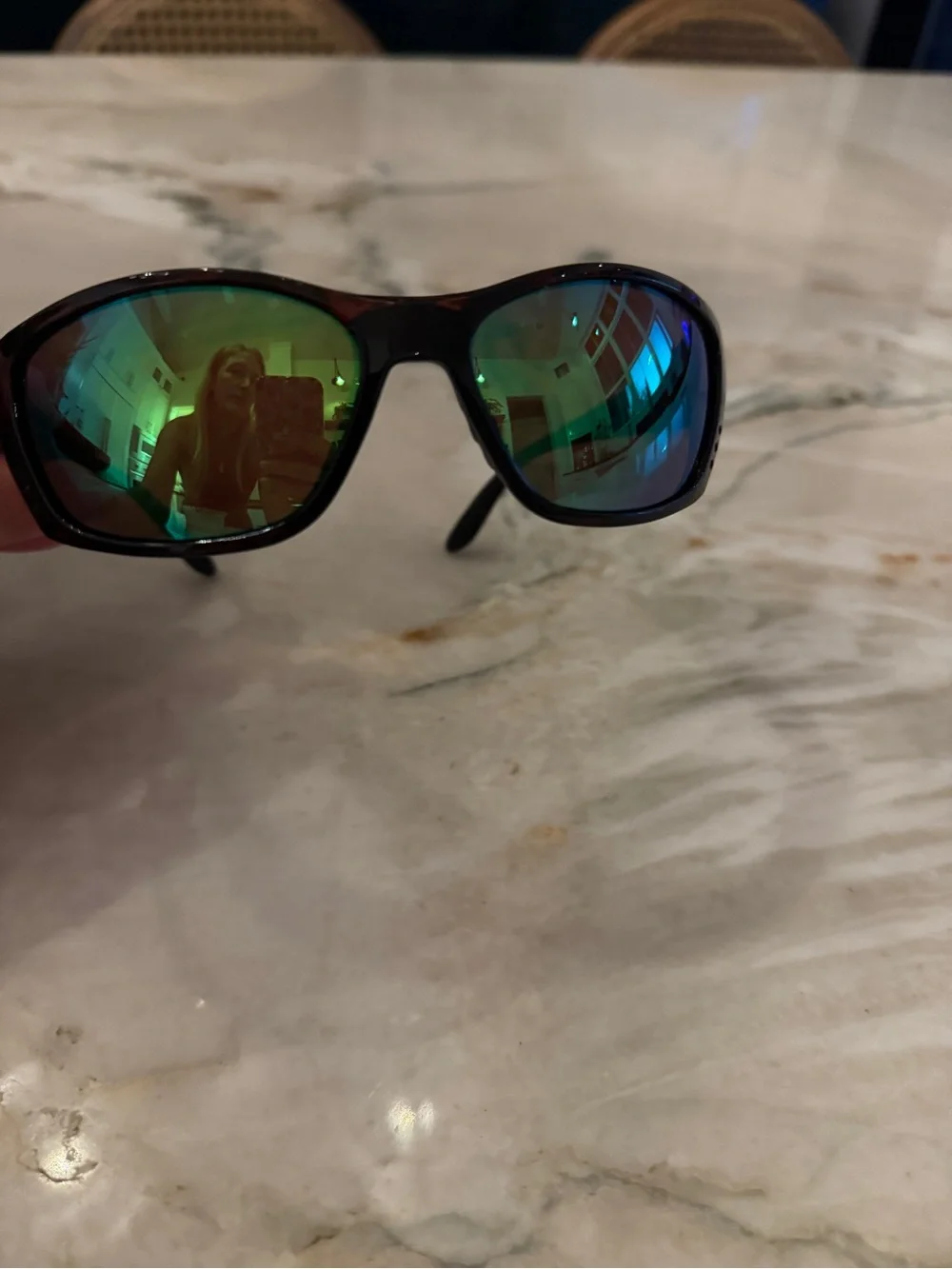 Costa Men's Black Frames with Green and Blue Mirrored Lenses